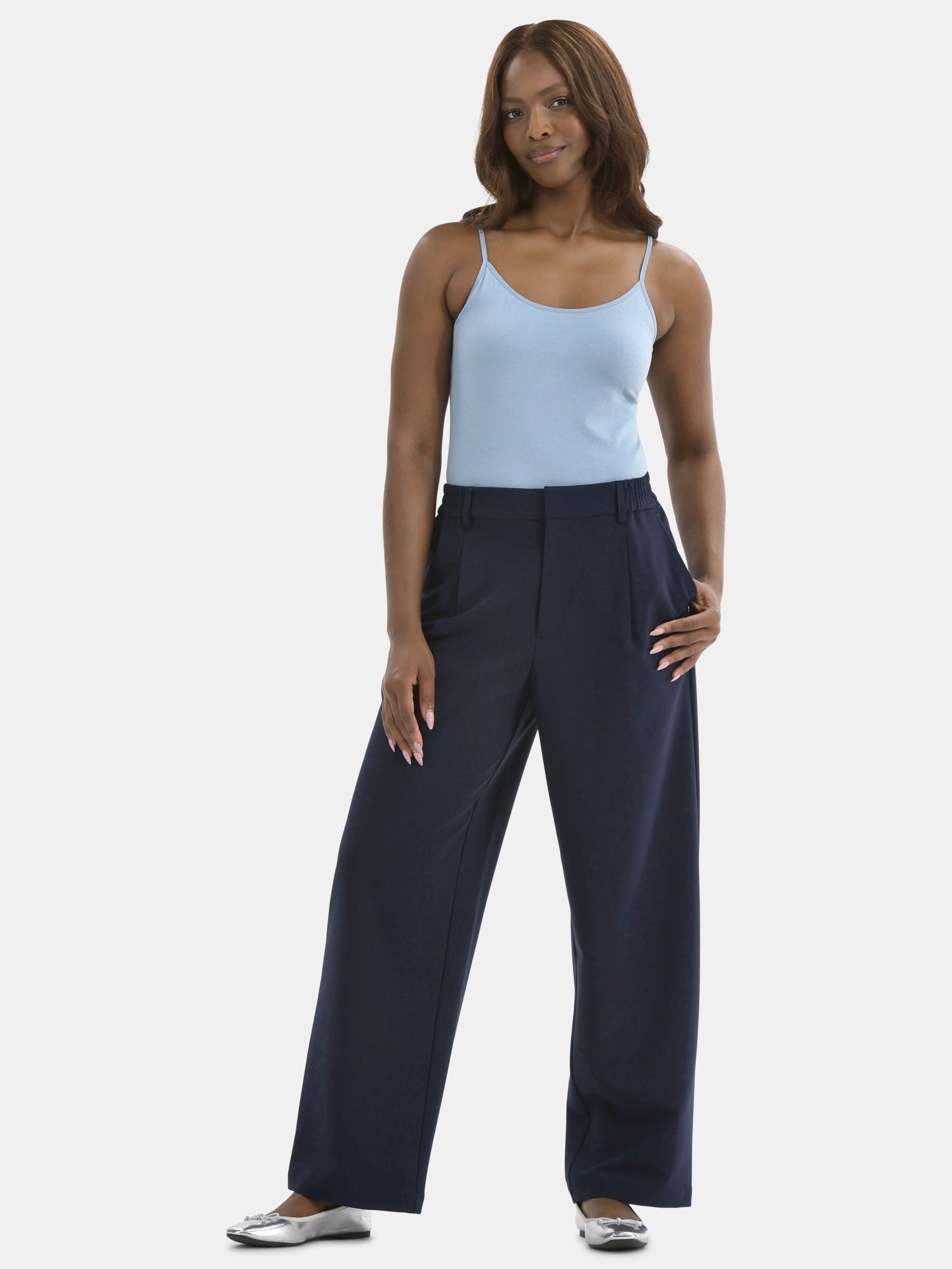 Time and Tru Women's Slouchy Tailored Pants, 30" Inseam, Sizes 0-18