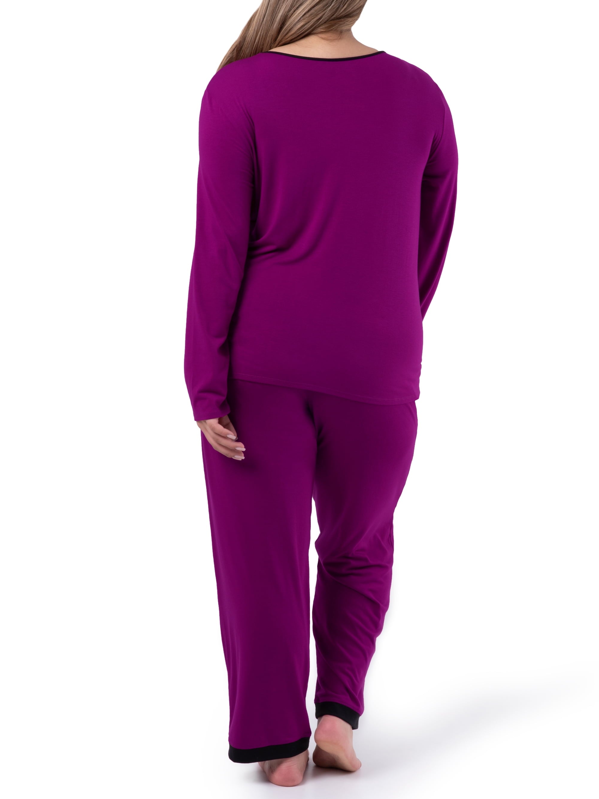 Fruit of the Loom Women's Sleep Soft & Breathable Long Sleeve Top & Pant Set, Sizes S-4X