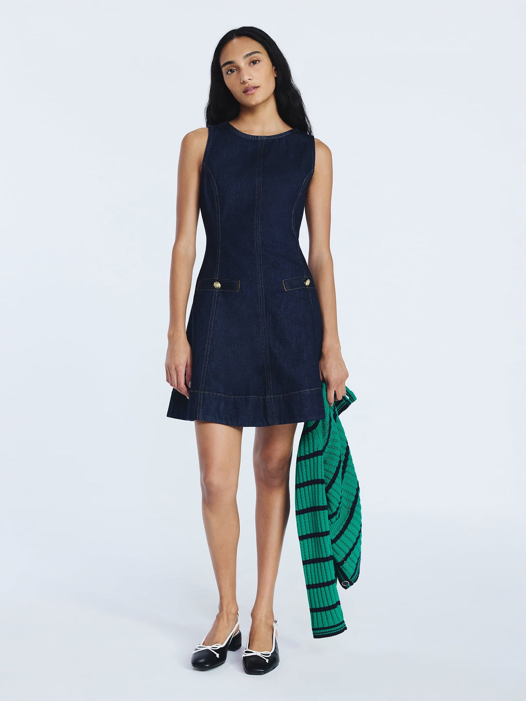 Free Assembly Women's and Women’s Plus Sleeveless Denim Mini Dress, Sizes 0-26