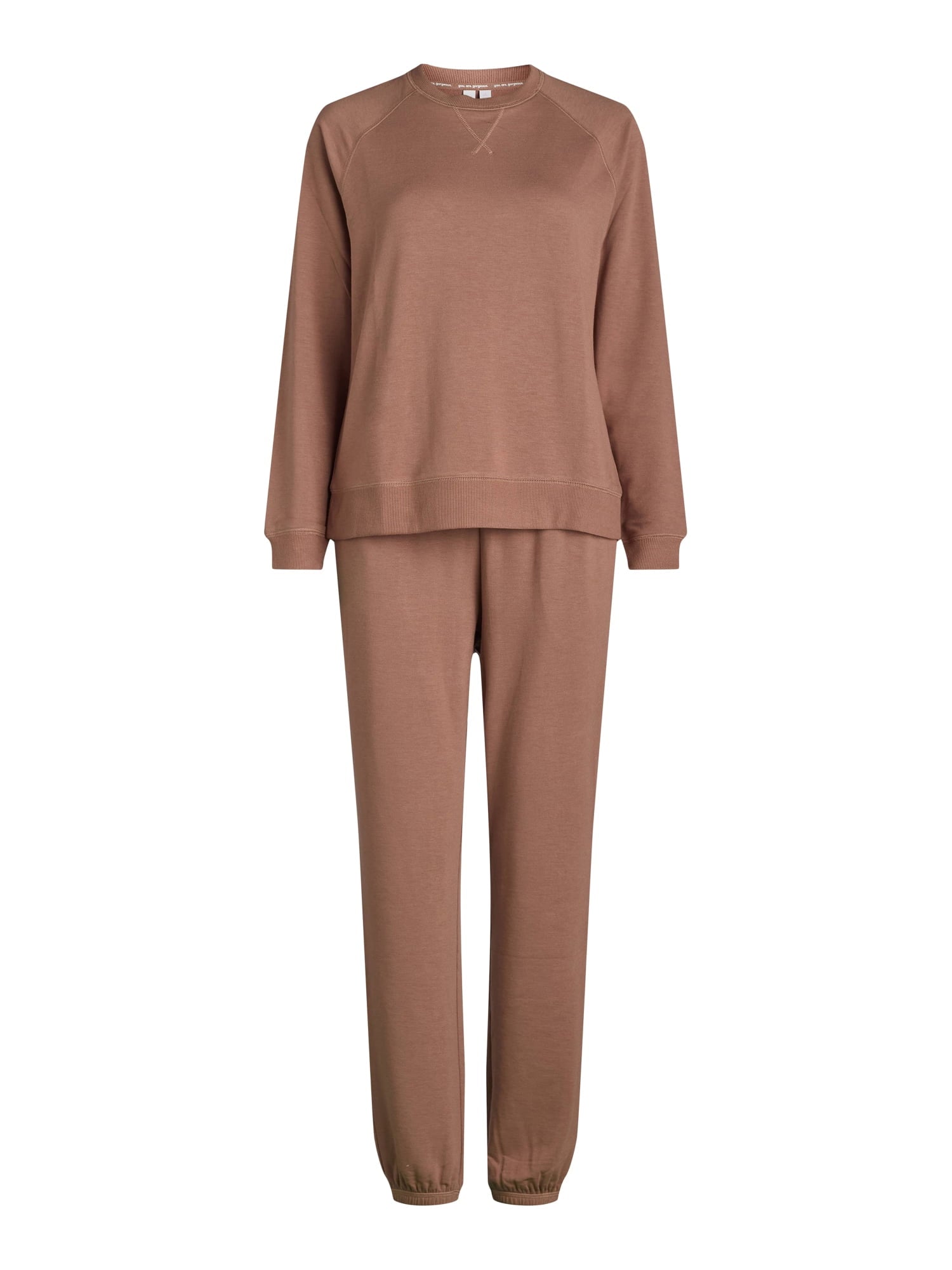 Joyspun Women's and Women’s Plus French Terry Sweatshirt and Joggers Set, 2-Piece, Sizes XS to 3X