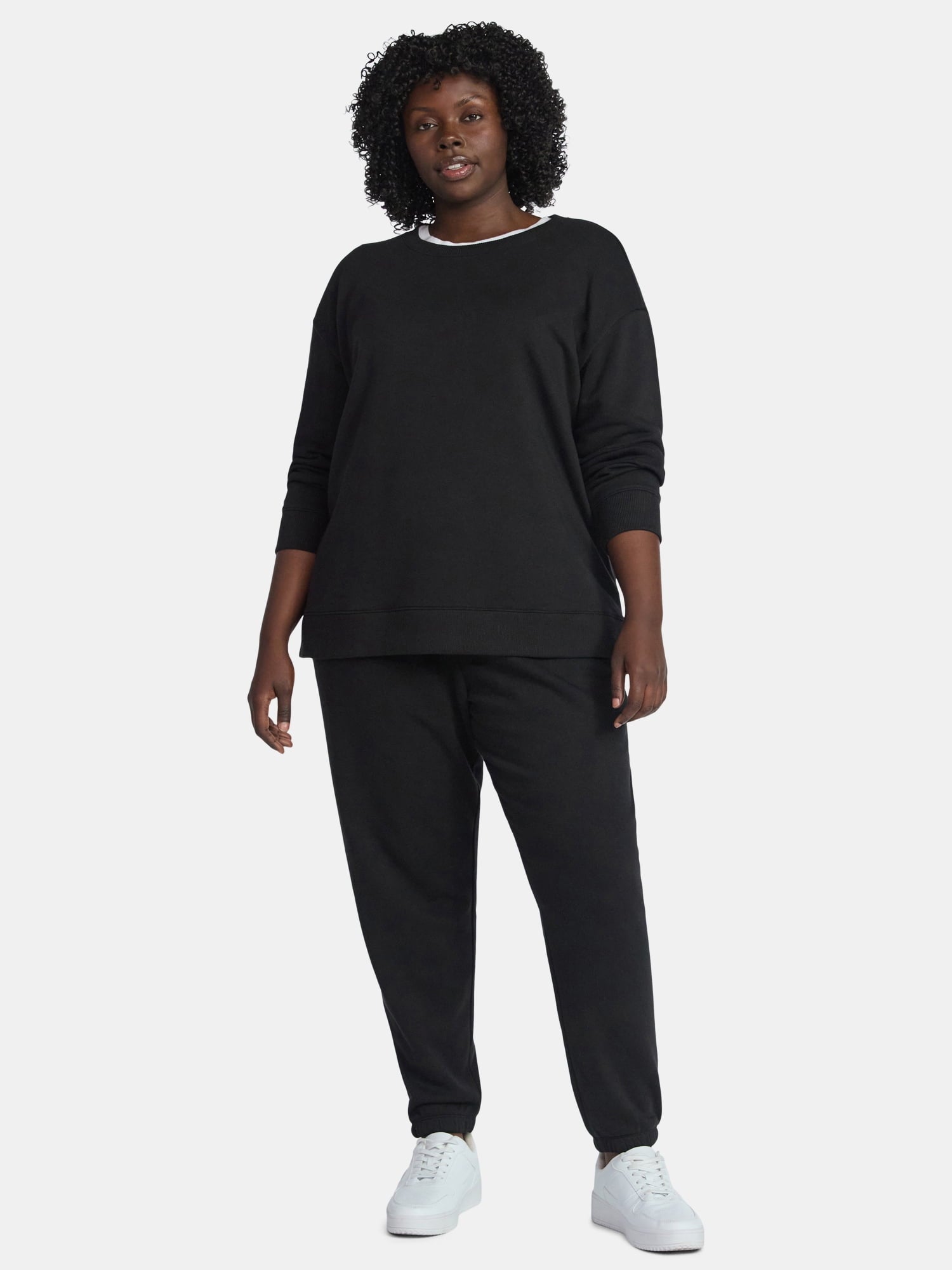 (2 pack) Terra & Sky Women's Plus Size Fleece Sweatshirt, Size 0X-5X