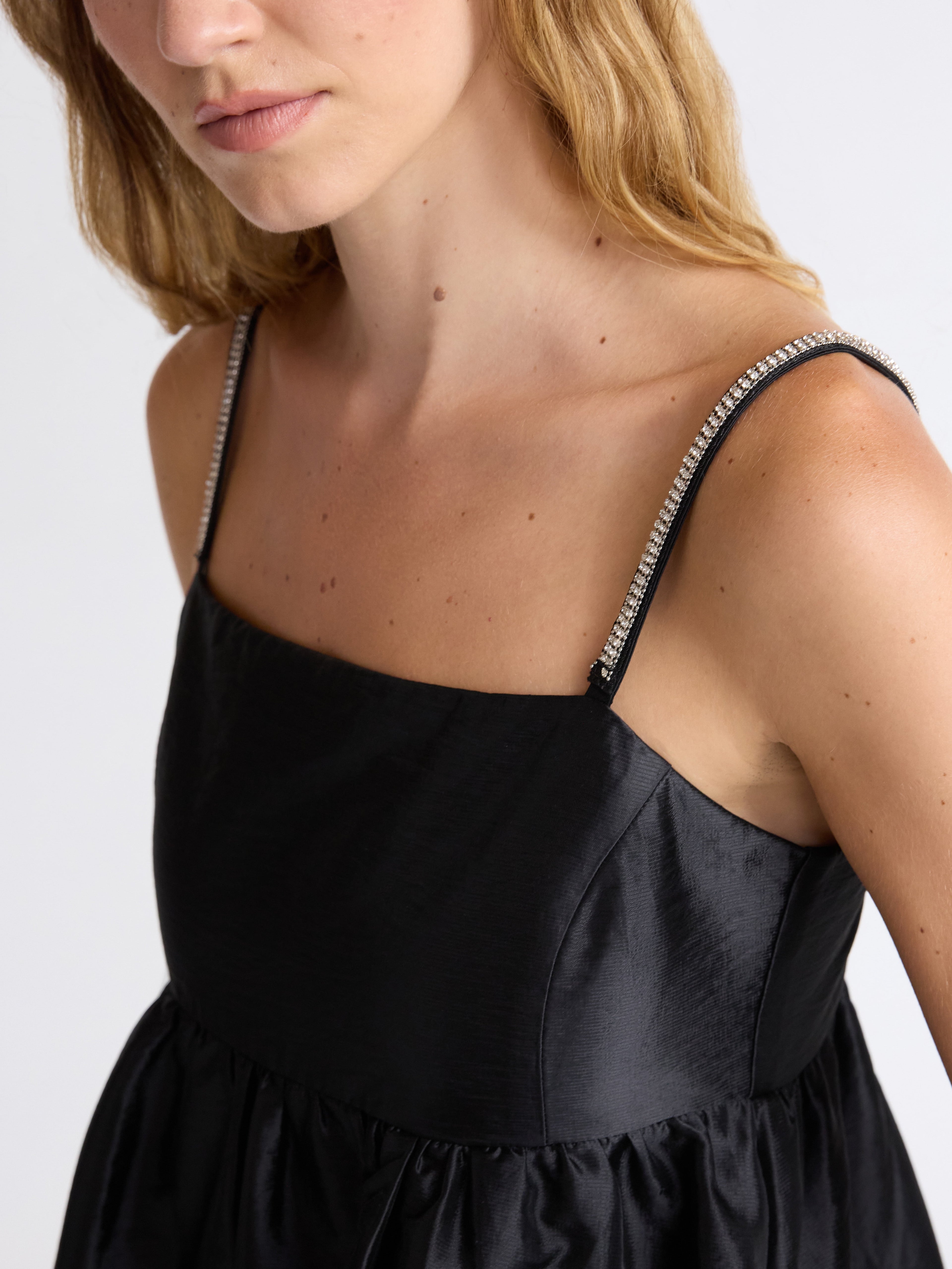 Scoop Women’s and Women’s Plus Taffeta Maxi Dress with Embellished Straps, Sizes XS-4X