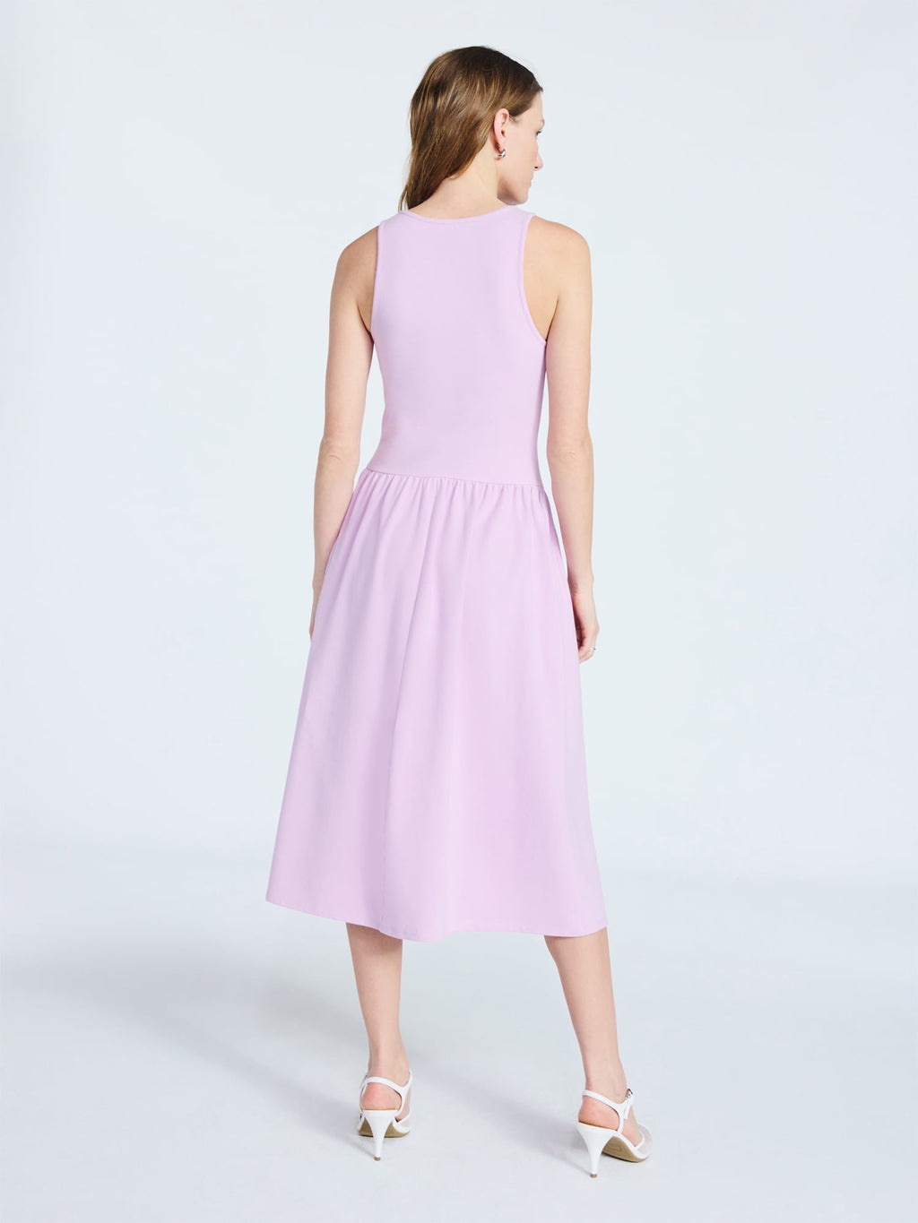 Scoop Women's and Women's Plus Stretch Cotton Blend Midi Basque Dress, Sizes XS-XXL