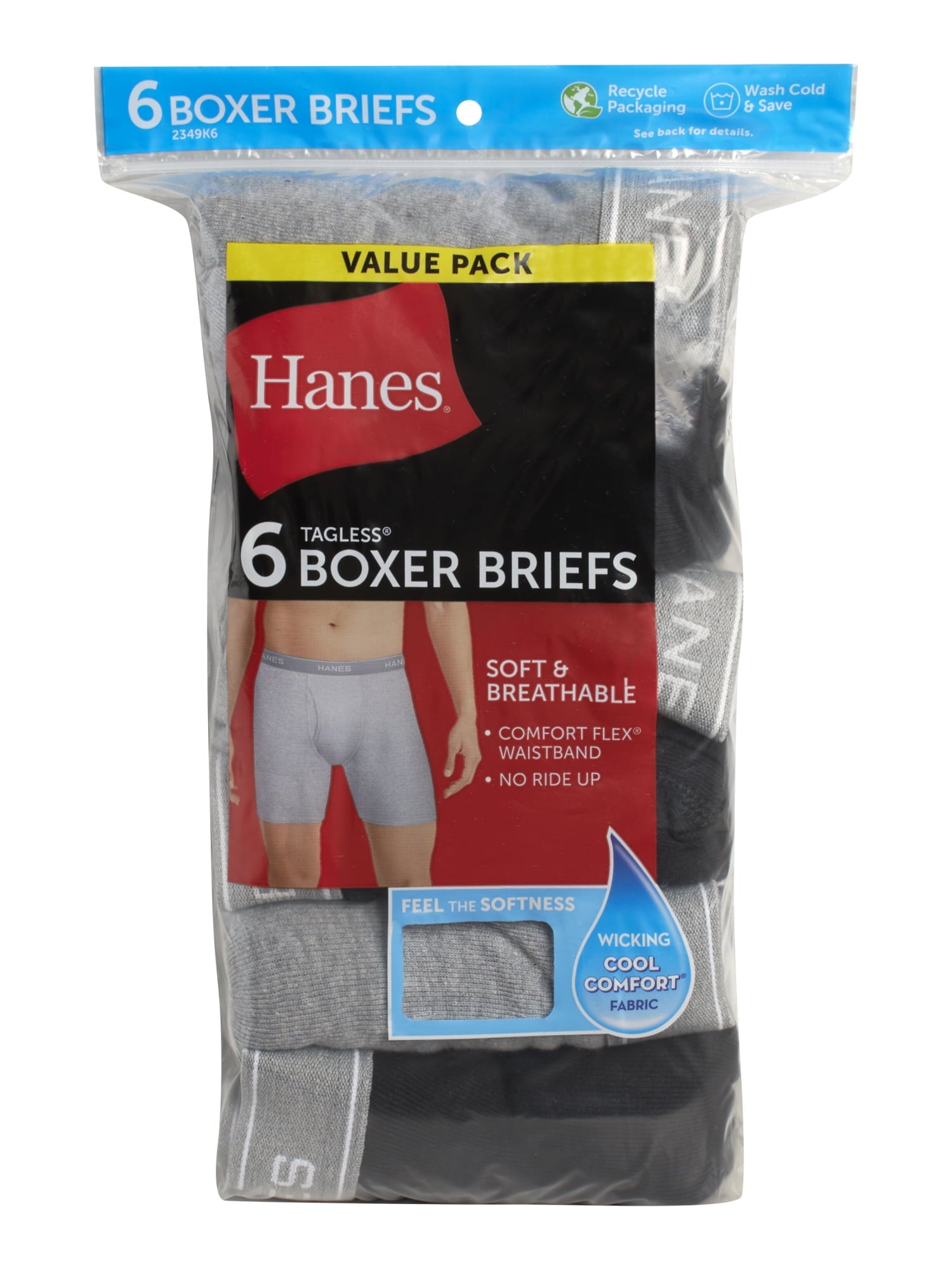 Underwear Boxer Briefs Pack, Cool & Breathable Cotton Underwear for Men, No-Ride-Up, Moisture Wicking, 6 Pack