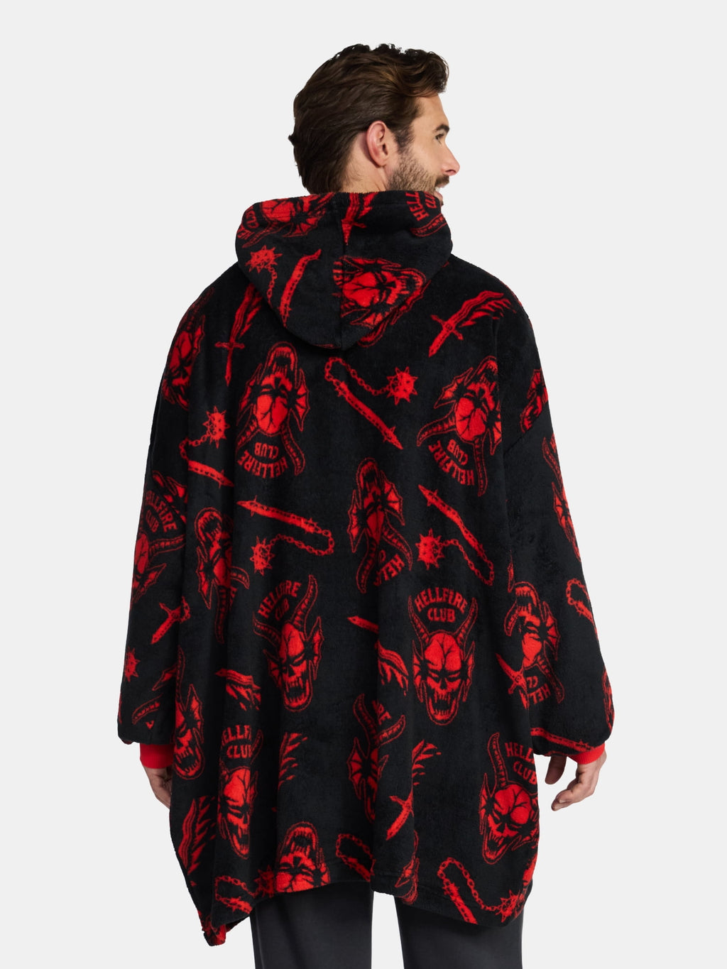 Netflix Stranger Things Men's and Big Men's Oversized Graphic Hooded Sweatshirt, One Size Fits Most