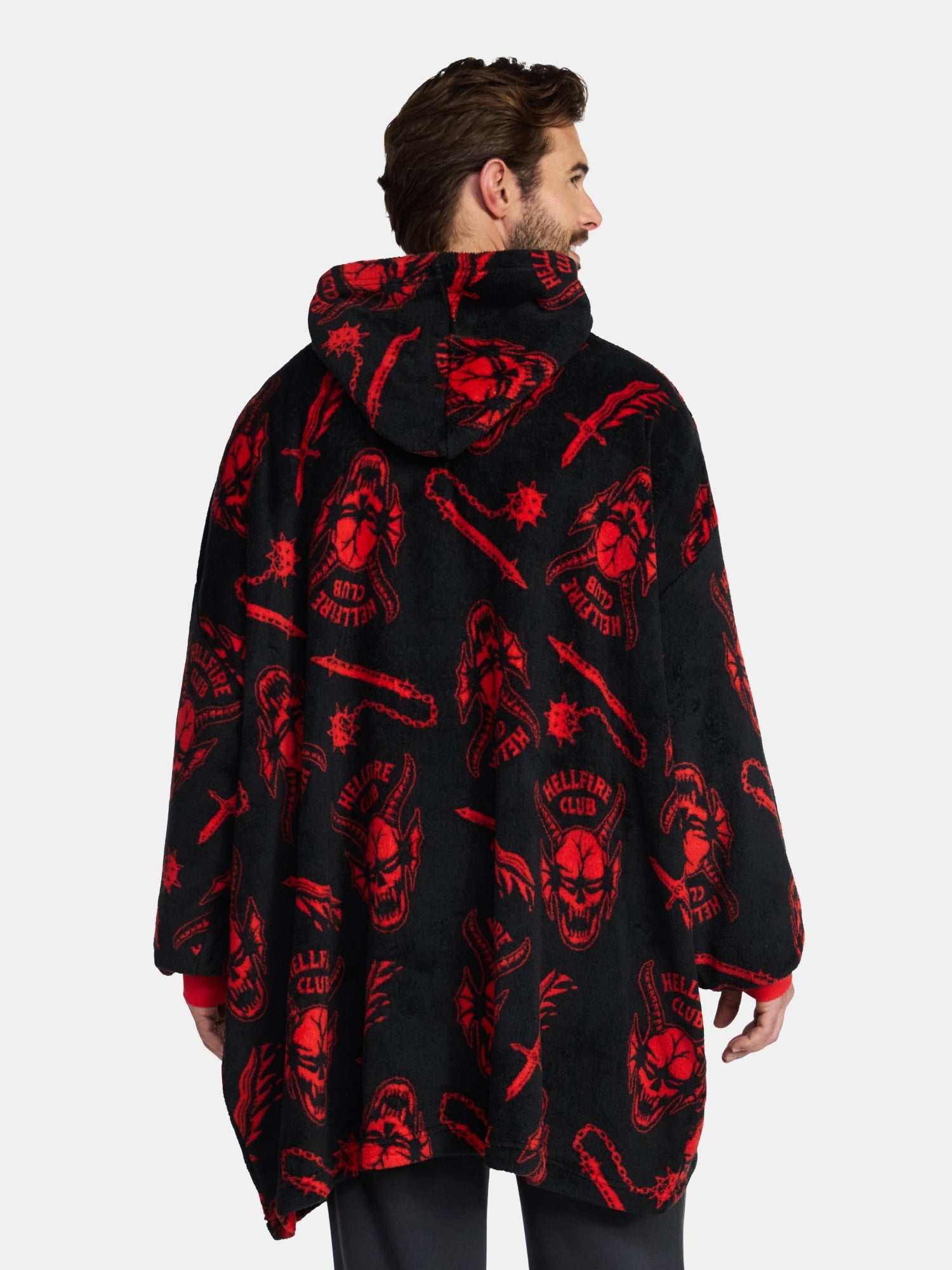 Netflix Stranger Things Men's and Big Men's Oversized Graphic Hooded Sweatshirt, One Size Fits Most