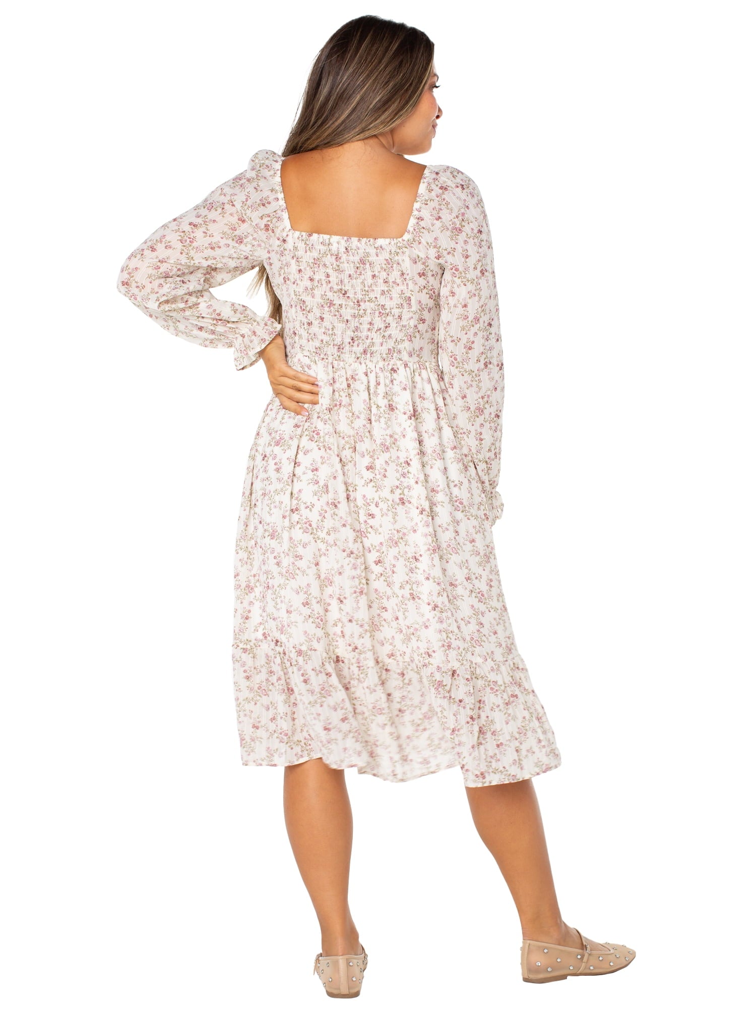 Celebrity Pink Women's and Women's Plus Long Sleeve Midi Dress, Sizes XS-4X