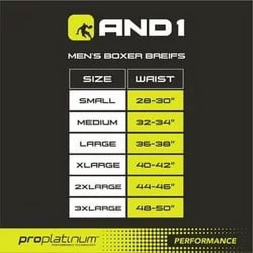 AND1 Men's Underwear Pro Platinum Boxer Briefs, 6 Pack, 6"