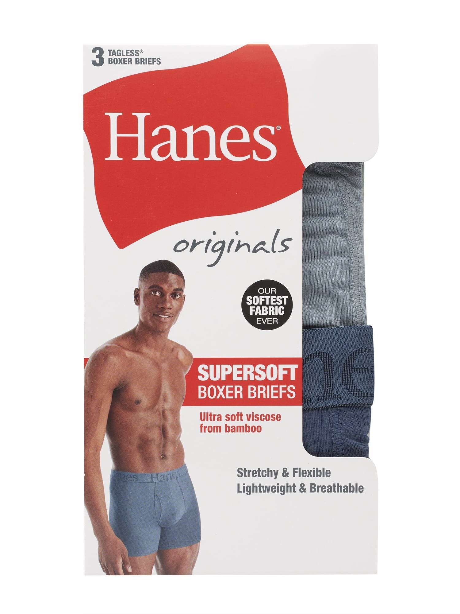 Hanes Originals Men's SuperSoft Boxer Brief Underwear, 3-Pack, Sizes S-2XL