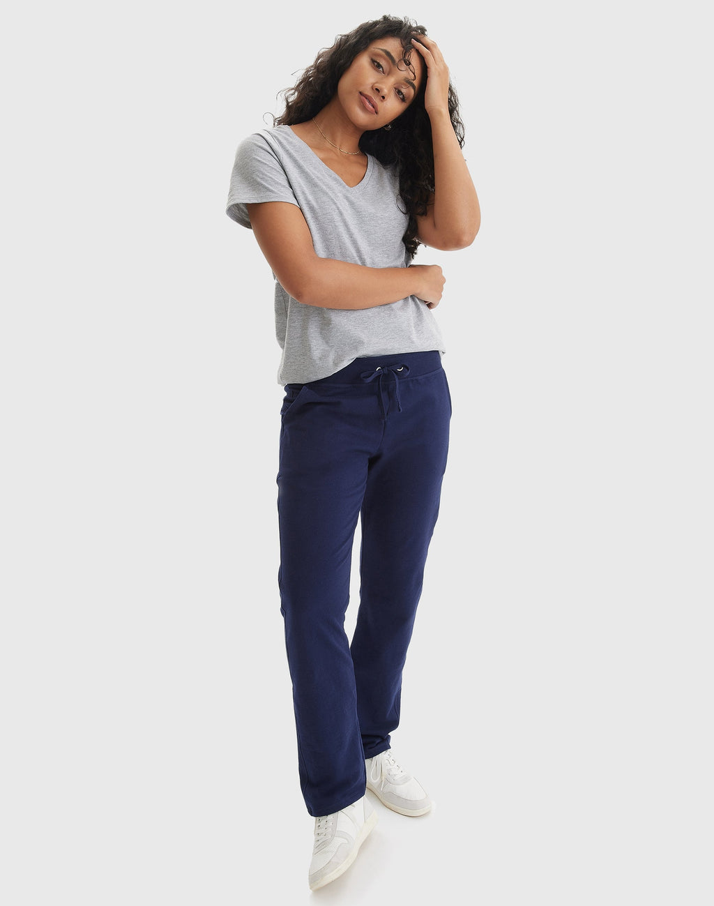 Hanes Women's French Terry Pants with Pockets, 31" Navy L