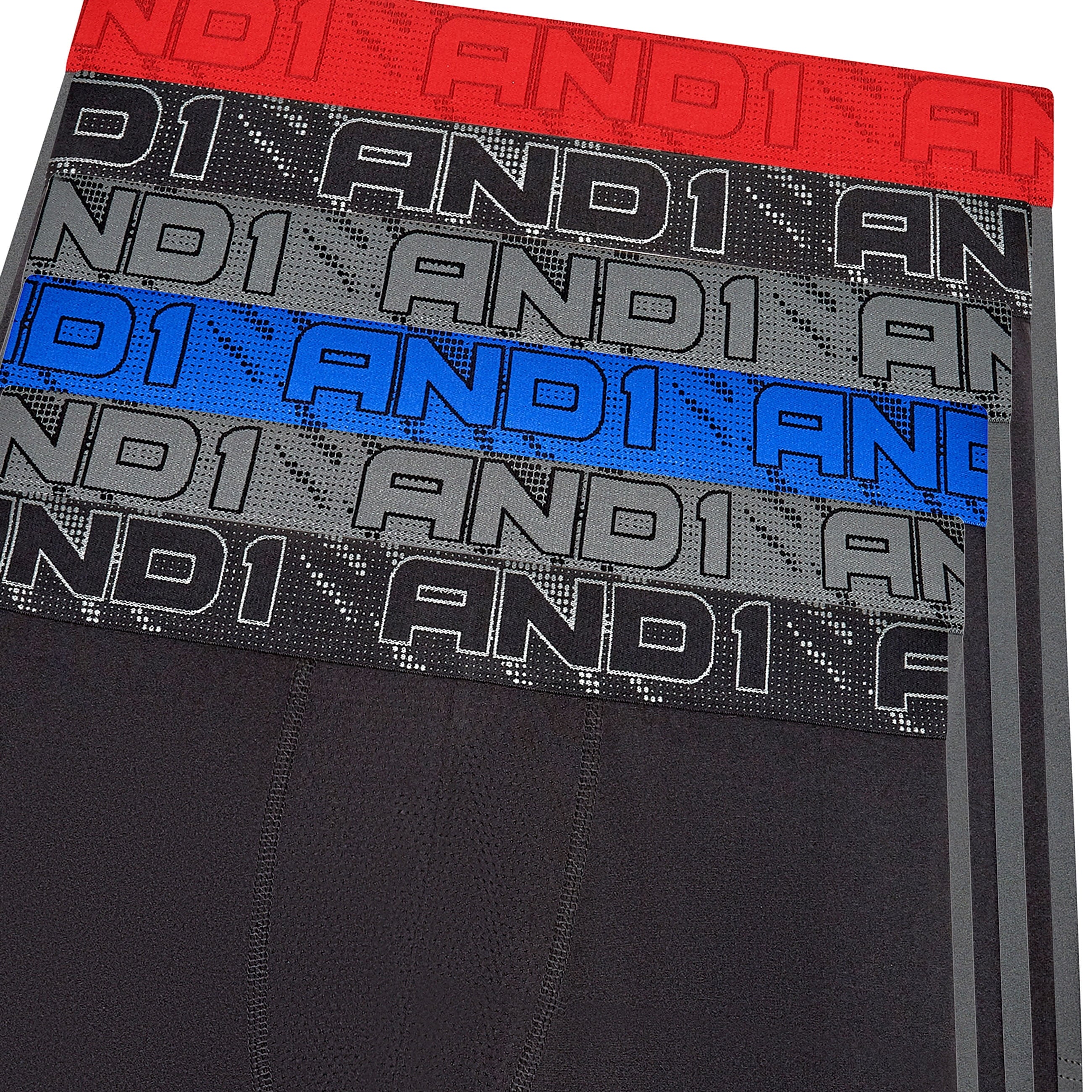 AND1 Men’s Underwear Flex Regular Leg Boxer Briefs, 6 Pack