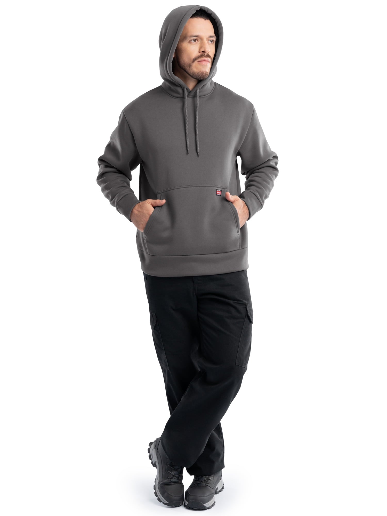 Wrangler Workwear Men's and Big Men's Relaxed Pullover Hoodie with Faux Shearling Lining, Sizes S-3XL