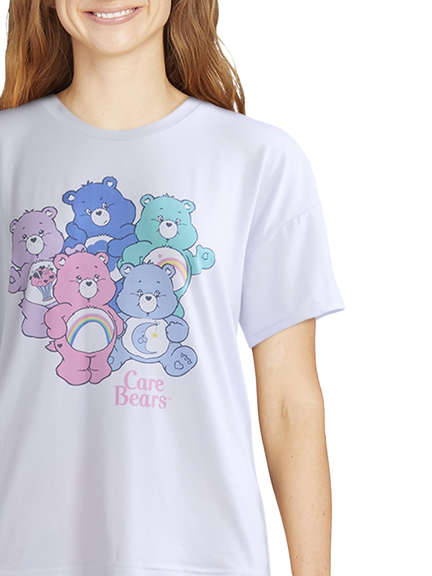 Care Bears Women's and Women’s Plus Oversized Tee and Pants Pajama Set, 2-Piece, Sizes XS-3X